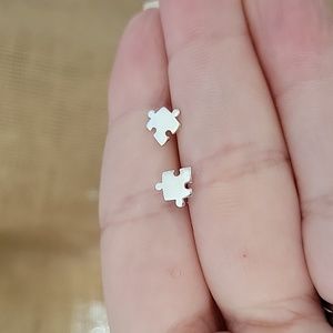 🔥LAST PAIR🔥 Sterling Silver Puzzle Piece Stud Earrings, unisex